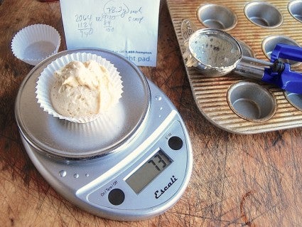 Weighing top scales baking